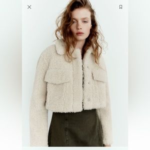 Crop shearling jacket